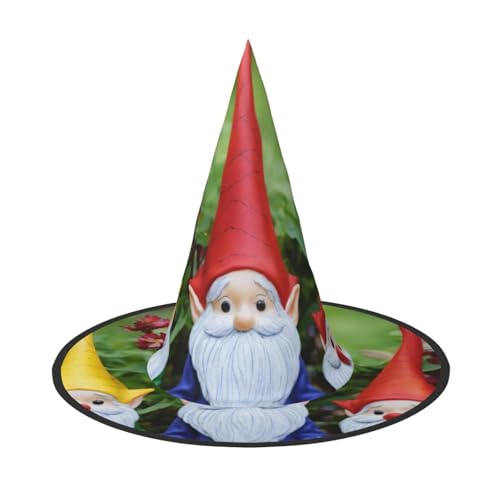 PPHGUT Lustiger Weihnachtswichtel-Druck, Halloween-Hexenhut, breite Krempe, faltbare Kappe, Partys, Arnivals und Rollenspielveranstaltungen von PPHGUT