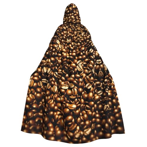 PPHGUT Lustiger gerösteter Kaffeebohnen-Druck, Unisex, volle Länge, mit Kapuze, Halloween-Umhang für Cosplay, Mittelalter und Festivals, passt von PPHGUT