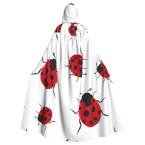PPHGUT Marienkäfer-Druck, Unisex, volle Länge, mit Kapuze, Halloween-Umhang, für Cosplay, Mittelalter und Festivals, passend von PPHGUT