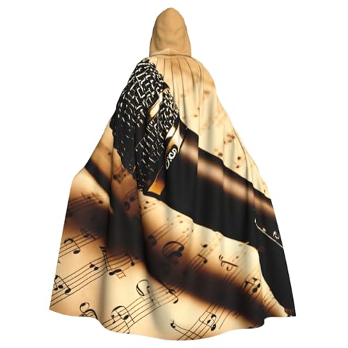 PPHGUT Mikrofon mit Musiknoten-Druck, Unisex, volle Länge, mit Kapuze, Halloween-Umhang für Cosplay, Mittelalter und Festivals, passend für Halloween PPHGUT Mikrofon mit Musiknoten-Druck, Unisex, volle Länge, mit Kapuze, Halloween-Umhang für Cosplay, Mittelalter und Festivals, passend für Halloween von PPHGUT