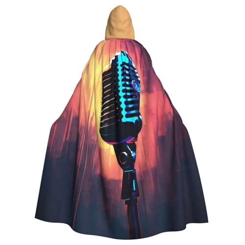 PPHGUT Mikrofon mit Musiknoten-Druck, Unisex, volle Länge, mit Kapuze, Halloween-Umhang für Cosplay, Mittelalter und Festivals, passend für Halloween PPHGUT Mikrofon mit Musiknoten-Druck, Unisex, volle Länge, mit Kapuze, Halloween-Umhang für Cosplay, Mittelalter und Festivals, passend für Halloween von PPHGUT