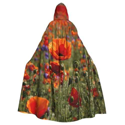 PPHGUT Mohnblumen-Druck, Unisex, volle Länge, mit Kapuze, Halloween-Umhang für Cosplay, Mittelalter und Festivals, passend für Halloween PPHGUT Mohnblumen-Druck, Unisex, volle Länge, mit Kapuze, Halloween-Umhang für Cosplay, Mittelalter und Festivals, passend für Halloween von PPHGUT