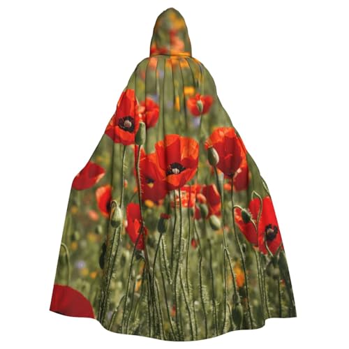 PPHGUT Mohnblumen-Druck, Unisex, volle Länge, mit Kapuze, Halloween-Umhang für Cosplay, Mittelalter und Festivals, passend für Halloween PPHGUT Mohnblumen-Druck, Unisex, volle Länge, mit Kapuze, Halloween-Umhang für Cosplay, Mittelalter und Festivals, passend für Halloween von PPHGUT