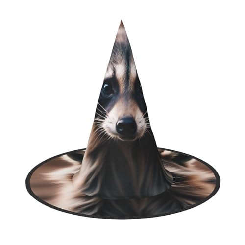 PPHGUT Niedlicher Waschbär (1) Druck Halloween Hexenhut breite Krempe faltbare Kappe Partys Arnivals und Rollenspielveranstaltungen von PPHGUT