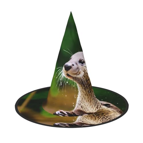 PPHGUT Niedlicher brauner Otter-Druck, Halloween-Hexenhut, breite Krempe, faltbare Kappe, Partys, Arnivals und Rollenspielveranstaltungen von PPHGUT