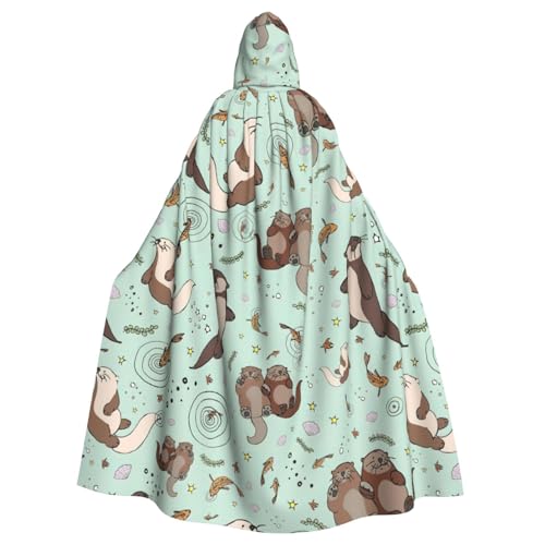PPHGUT Otter-Aufdruck, Unisex, volle Länge, mit Kapuze, Halloween-Umhang, für Cosplay, Mittelalter und Festivals, passend von PPHGUT