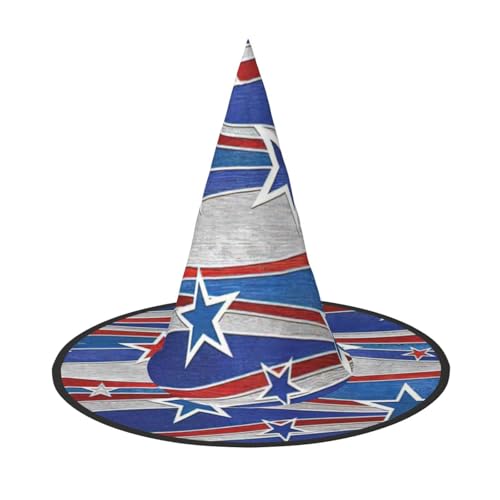PPHGUT Patriotische Sterne Streifen Unabhängigkeitstag Druck Halloween Hexenhut breite Krempe faltbare Kappe Partys Arnivals und Rollenspiele Events von PPHGUT