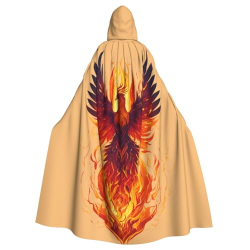 PPHGUT Phoenix Print Unisex Full Length Hooded Halloween Cloak For Cosplay Medieval And Festivals Fits von PPHGUT