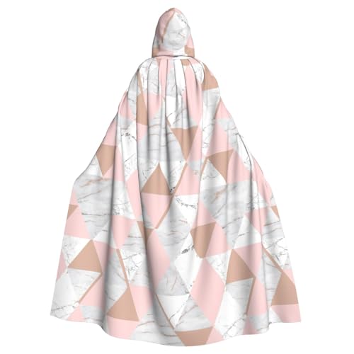 PPHGUT Rosa und goldener Marmor-Druck, Unisex, volle Länge, mit Kapuze, Halloween-Umhang für Cosplay, Mittelalter und Festivals, passend für Halloween von PPHGUT