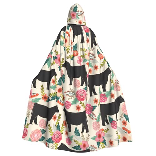 PPHGUT Rosafarbener Blumen-Umhang mit Kapuze für Cosplay, Mittelalter und Festivals, unisex, mit Kapuze von PPHGUT