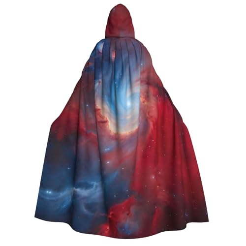 PPHGUT Roter blauer Galaxie-Druck, Kapuzenumhang, Unisex, Halloween-Kostüm, Karneval, Mottopartys, Cosplay von PPHGUT