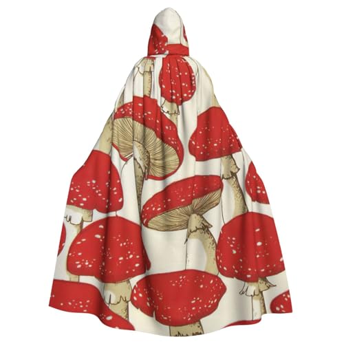 PPHGUT Roter weißer Pilz-Druck, Unisex, volle Länge, mit Kapuze, Halloween-Umhang für Cosplay, Mittelalter und Festivals, passend für Halloween von PPHGUT