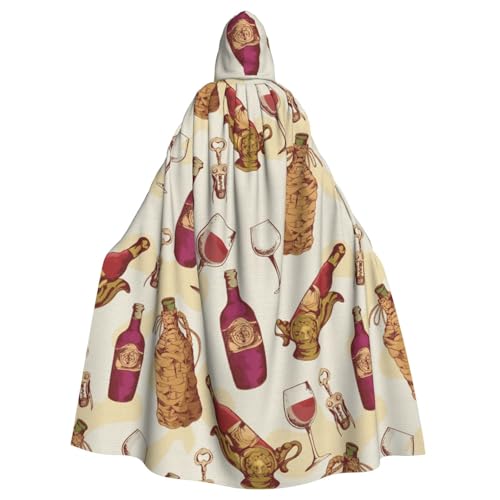 PPHGUT Rotwein-Druck, Unisex, volle Länge, mit Kapuze, Halloween-Umhang für Cosplay, Mittelalter und Festivals, passend für Halloween von PPHGUT