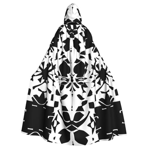 PPHGUT Schwarz-Weiß-Muster-Druck, Unisex, volle Länge, mit Kapuze, Halloween-Umhang für Cosplay, Mittelalter und Festivals, passend für Halloween PPHGUT Schwarz-Weiß-Muster-Druck, Unisex, volle Länge, mit Kapuze, Halloween-Umhang für Cosplay, Mittelalter und Festivals, passend für Halloween von PPHGUT