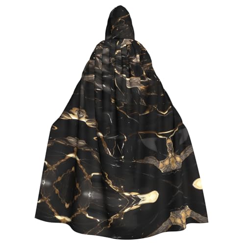 PPHGUT Schwarz-goldener Marmor-Druck, Unisex, volle Länge, mit Kapuze, Halloween-Umhang für Cosplay, Mittelalter und Festivals, passend für Halloween PPHGUT Schwarz-goldener Marmor-Druck, Unisex, volle Länge, mit Kapuze, Halloween-Umhang für Cosplay, Mittelalter und Festivals, passend für Halloween von PPHGUT