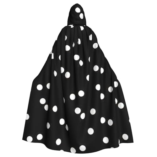 PPHGUT Schwarz-weißer Polka Dots-Druck, Unisex, volle Länge, mit Kapuze, Halloween-Umhang für Cosplay, Mittelalter und Festivals, passend von PPHGUT