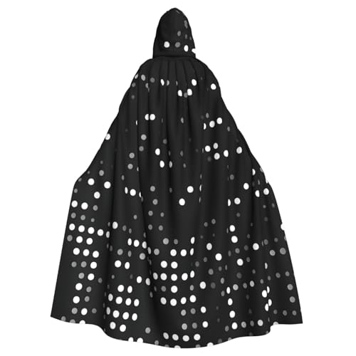 PPHGUT Schwarzer runder Punkte-Druck, Unisex, volle Länge, mit Kapuze, Halloween-Umhang für Cosplay, Mittelalter und Festivals, passend von PPHGUT