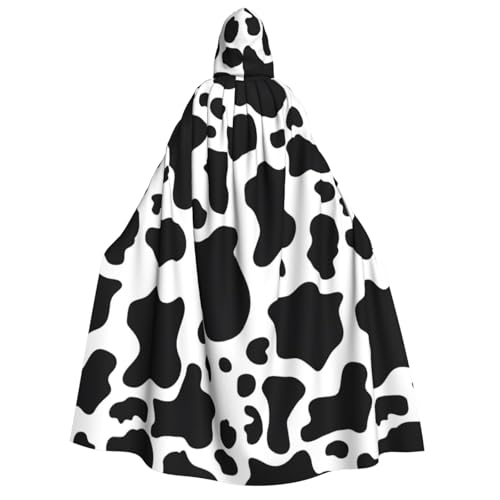 PPHGUT Schwarzer und weißer Umhang mit Kuh-Druck, Unisex, Halloween-Kostüm, Karneval, Mottopartys, Cosplay von PPHGUT