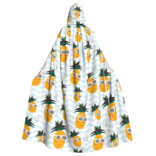PPHGUT Süßer Ananas-Druck, Unisex, volle Länge, mit Kapuze, Halloween-Umhang für Cosplay, Mittelalter und Festivals, passend für Halloween von PPHGUT
