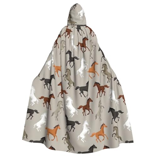 PPHGUT Süßer Halloween-Umhang mit Pferdeaufdruck, Unisex, volle Länge, mit Kapuze, für Cosplay, Mittelalter und Festivals, passend PPHGUT Süßer Halloween-Umhang mit Pferdeaufdruck, Unisex, volle Länge, mit Kapuze, für Cosplay, Mittelalter und Festivals, passend von PPHGUT