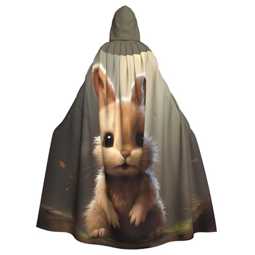 PPHGUT Süßer Hasen-Druck, Unisex, volle Länge, mit Kapuze, Halloween-Umhang für Cosplay, Mittelalter und Festivals, passend von PPHGUT