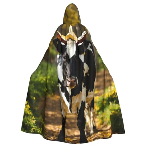 PPHGUT Süßer Kuh-Druck, Unisex, volle Länge, mit Kapuze, Halloween-Umhang für Cosplay, Mittelalter und Festivals, passend für Halloween PPHGUT Süßer Kuh-Druck, Unisex, volle Länge, mit Kapuze, Halloween-Umhang für Cosplay, Mittelalter und Festivals, passend für Halloween von PPHGUT