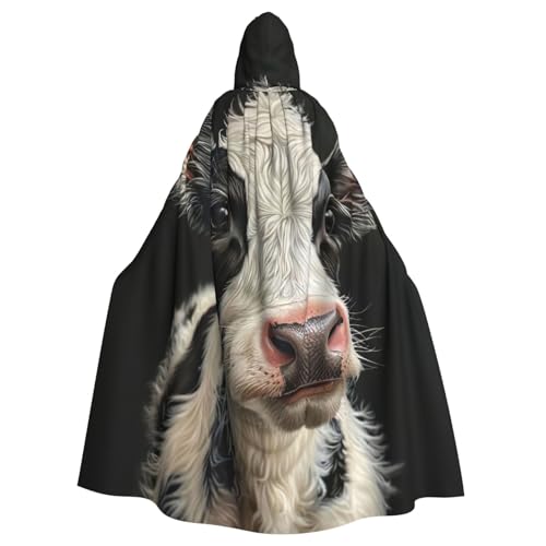PPHGUT Süßer Kuh-Druck, Unisex, volle Länge, mit Kapuze, Halloween-Umhang für Cosplay, Mittelalter und Festivals, passend für Halloween PPHGUT Süßer Kuh-Druck, Unisex, volle Länge, mit Kapuze, Halloween-Umhang für Cosplay, Mittelalter und Festivals, passend für Halloween von PPHGUT