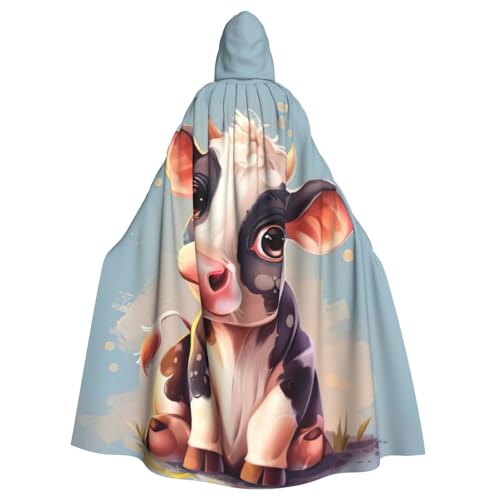 PPHGUT Süßer Kuh-Druck, Unisex, volle Länge, mit Kapuze, Halloween-Umhang für Cosplay, Mittelalter und Festivals, passend für Halloween PPHGUT Süßer Kuh-Druck, Unisex, volle Länge, mit Kapuze, Halloween-Umhang für Cosplay, Mittelalter und Festivals, passend für Halloween von PPHGUT