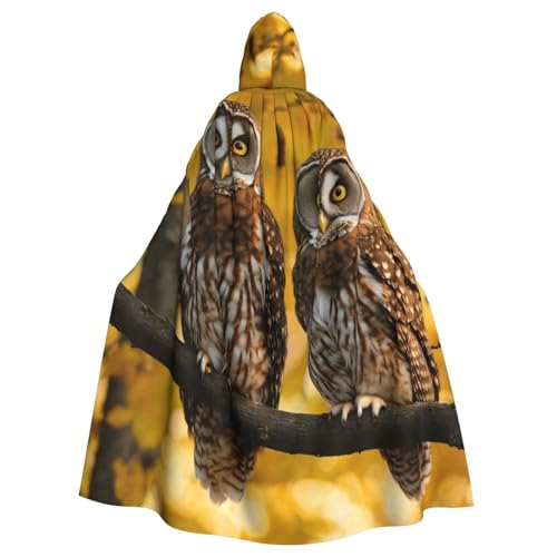 PPHGUT Süßer brauner Cartoon-Eulen-Druck, Unisex, volle Länge, mit Kapuze, Halloween-Umhang für Cosplay, Mittelalter und Festivals, passend für Halloween PPHGUT Süßer brauner Cartoon-Eulen-Druck, Unisex, volle Länge, mit Kapuze, Halloween-Umhang für Cosplay, Mittelalter und Festivals, passend für Halloween von PPHGUT