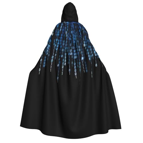 PPHGUT The Blue Binary Print Kapuzenumhang Unisex Halloween Kostüm Karneval Motto Festivals Partys Cosplay von PPHGUT