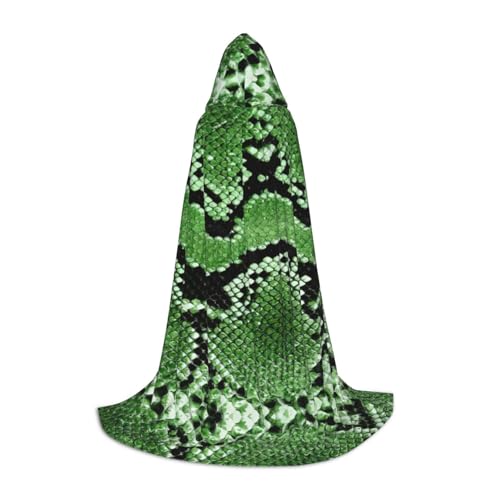 PPHGUT Umhang mit Kapuze, Schlangenleder-Druck, für Halloween, Karneval, Cosplay, Teenager, Kinder, Erwachsene, Zauberer-Themen, Grün von PPHGUT