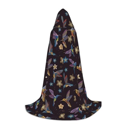 PPHGUT Umhang mit Kapuze und Kolibris, Blumenstickerei, für Halloween, Karneval, Cosplay, Teenager, Kinder, Erwachsene, Zauberer-Themen von PPHGUT