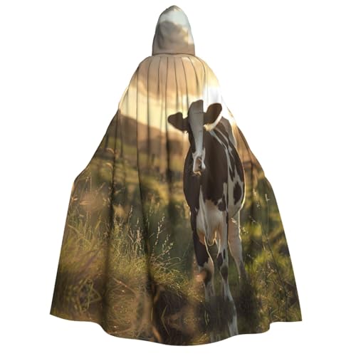PPHGUT Umhang mit Kapuze und Milchkuh-Druck, Unisex, Halloween-Kostüm, Karneval, Mottopartys, Cosplay von PPHGUT