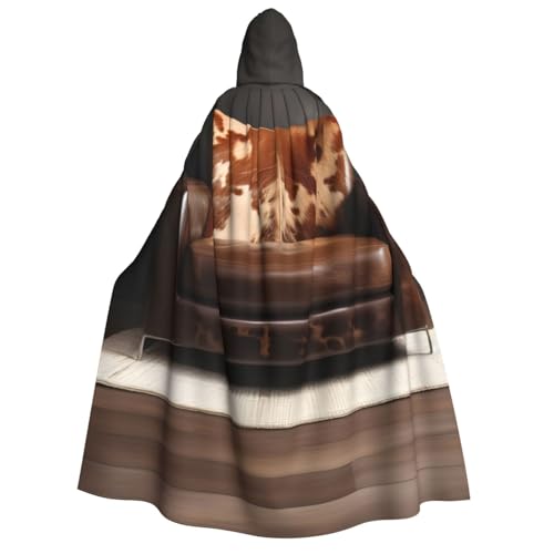 PPHGUT Umhang mit Kapuze und braunem Rindsleder, Unisex, Halloween-Kostüm, Karneval, Mottopartys, Cosplay von PPHGUT
