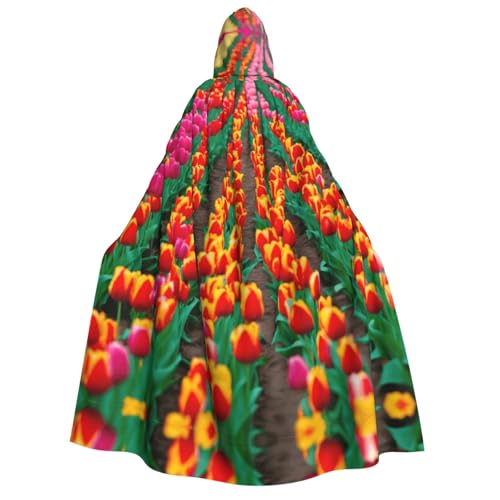 PPHGUT Umhang mit Kapuze und buntem Tulpenmuster, Unisex, Halloween-Kostüm, Karneval, Mottopartys, Cosplay von PPHGUT
