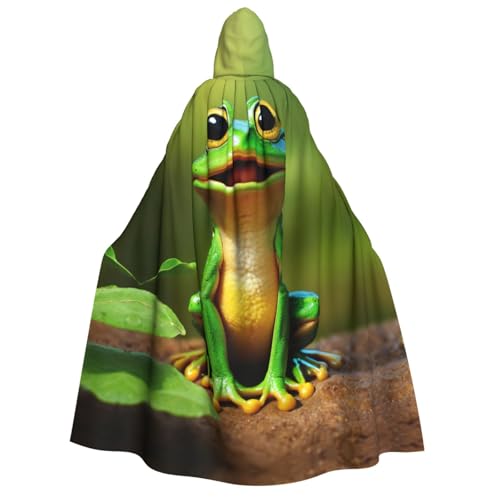PPHGUT Umhang mit Kapuze und grünem Froschdruck, Unisex, Halloween-Kostüm, Karneval, Mottopartys, Cosplay von PPHGUT
