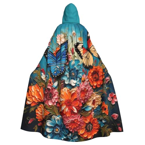 PPHGUT Unisex-Umhang mit Kapuze und Blumen- und Schmetterlings-Aufdruck, für Cosplay, Mittelalter und Festivals, passend für Halloween PPHGUT Unisex-Umhang mit Kapuze und Blumen- und Schmetterlings-Aufdruck, für Cosplay, Mittelalter und Festivals, passend für Halloween von PPHGUT