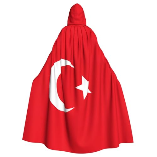 PPHGUT Unisex-Umhang mit Kapuze und Kapuze, Motiv: Flagge der Türkei, für Cosplay, Mittelalter und Festivals von PPHGUT