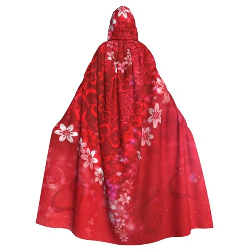PPHGUT Valentinstags-Umhang mit rotem Herz-Blumendruck, Unisex, volle Länge, mit Kapuze, Halloween-Umhang für Cosplay, Mittelalter und Festivals, passend für Halloween PPHGUT Valentinstags-Umhang mit rotem Herz-Blumendruck, Unisex, volle Länge, mit Kapuze, Halloween-Umhang für Cosplay, Mittelalter und Festivals, passend für Halloween von PPHGUT