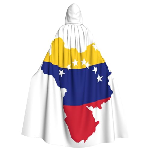 PPHGUT Venezuela-Flaggen-Druck, Unisex, volle Länge, mit Kapuze, Halloween-Umhang, für Cosplay, Mittelalter und Festivals, passt von PPHGUT