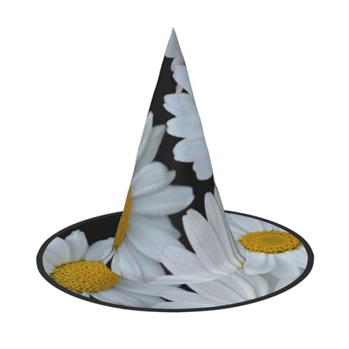 PPHGUT Weißer Halloween-Hexenhut mit Gänseblümchen, breite Krempe, faltbare Kappe, Partys, Arnivals und Rollenspielveranstaltungen von PPHGUT