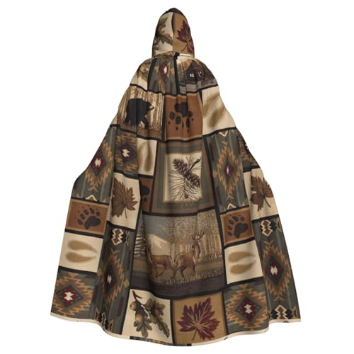 PPHGUT Wilde Tiere, Retro-Bauernhaus-Druck, Unisex, volle Länge, mit Kapuze, Halloween-Umhang für Cosplay, Mittelalter und Festivals, passend für Halloween PPHGUT Wilde Tiere, Retro-Bauernhaus-Druck, Unisex, volle Länge, mit Kapuze, Halloween-Umhang für Cosplay, Mittelalter und Festivals, passend für Halloween von PPHGUT