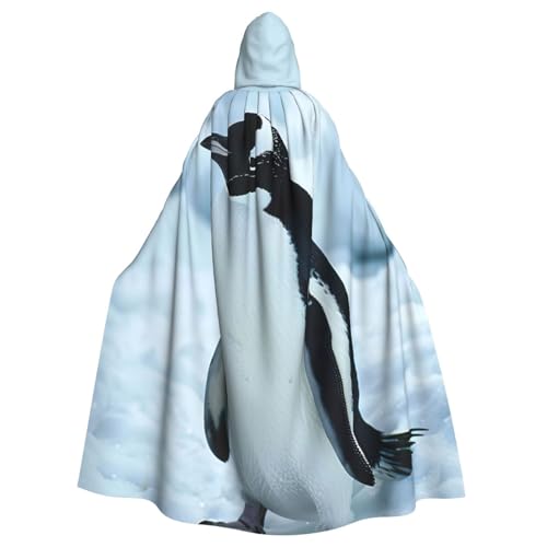 Pinguin-Druck, Unisex, volle Länge, mit Kapuze, Halloween-Umhang, für Cosplay, Mittelalter und Festivals, passend von PPHGUT