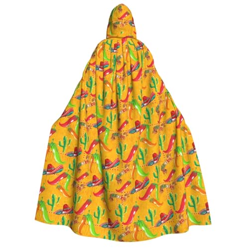 Umhang mit Kaktus-Hut und Chili-Pfeffer-Druck, Unisex, Halloween-Kostüm, Karneval, Mottopartys, Cosplay von PPHGUT