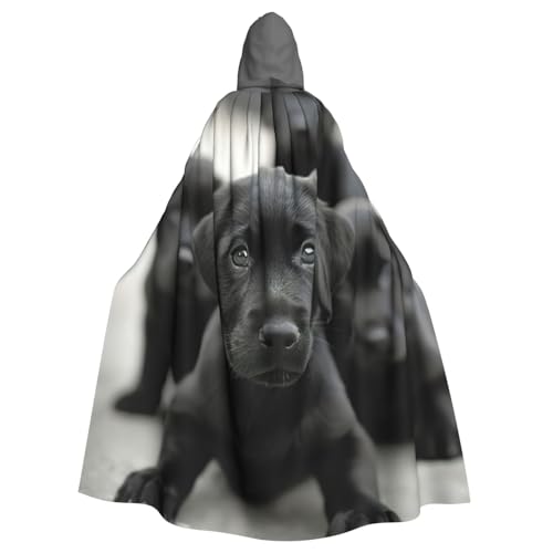 Welpen-Hunde-Aufdruck, Unisex, volle Länge, mit Kapuze, Halloween-Umhang für Cosplay, Mittelalter und Festivals von PPHGUT