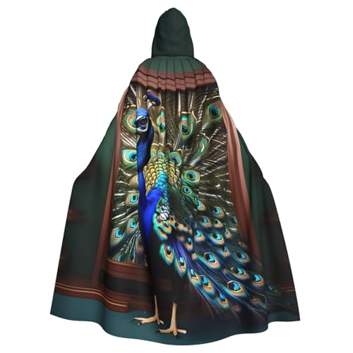 Wunderschöner Pfauen-Bild-Druck, Unisex, volle Länge, mit Kapuze, Halloween-Umhang für Cosplay, Mittelalter und Festivals, passend für Halloween Wunderschöner Pfauen-Bild-Druck, Unisex, volle Länge, mit Kapuze, Halloween-Umhang für Cosplay, Mittelalter und Festivals, passend für Halloween von PPHGUT