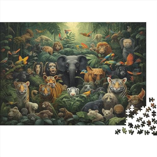 Dschungel-Tiere Puzzle 1000 Teile Erwachsene Geburtstag Family Challenging Games Lernspiel Moderne Wohnkultur Entspannung Und Intelligenz 1000pcs (75x50cm) von PPSOAP
