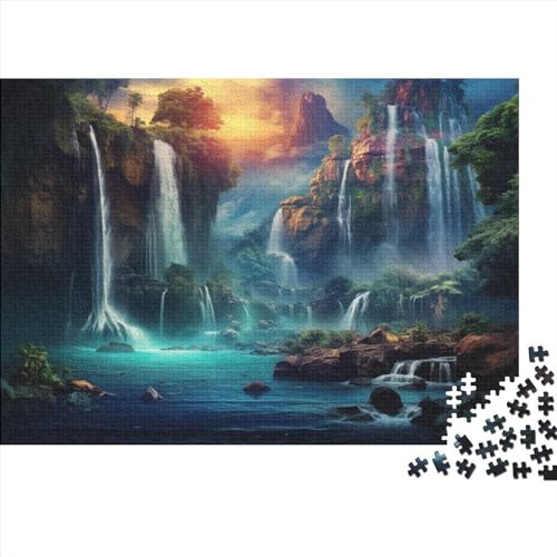 Wald Wasserfall Puzzles 1000 Teile Für Erwachsene Family Challenging Games Educational Game Geburtstag Home Decor Stress Relief Toy 1000pcs (75x50cm) von PPSOAP