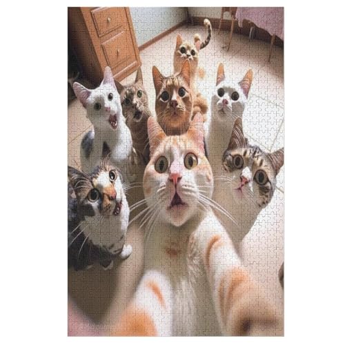 1000 Teile Puzzle Für Erwachsene, Cute Katze -Puzzles, Kinder Holz-Puzzle, Kreatives Puzzle, Geschenk Für Freunde Und Familie （78×53cm） von PPZYY