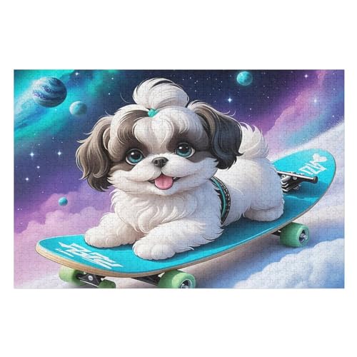 1000 Teile Puzzle Für Erwachsene, Skateboard Hund -Puzzles, Kinder HolzPuzzle, Kreatives Puzzle, Geschenk Für Freunde Und Familie （75×50cm） von PPZYY
